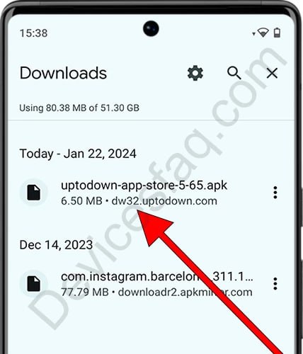 डाउनलोड गरिएको APK फाइल